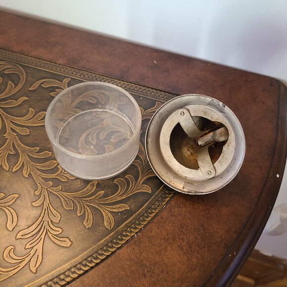 VTG Bell Desk Hotel Service Counter Front Table VTG Patina Container Underneath - Picture 4 of 6